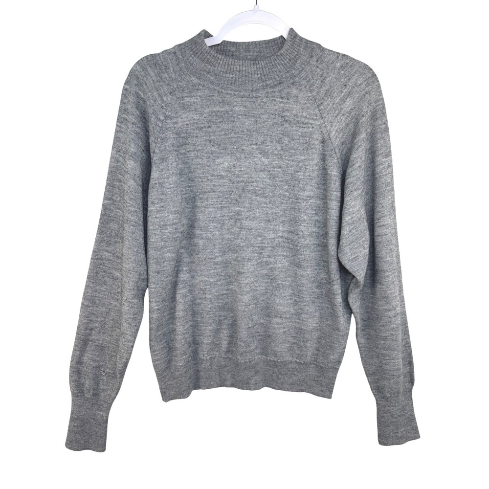 Vintage Lord Jeff Gray Wool Blend Mock Neck Raglan Sweater Mens Large USA Made